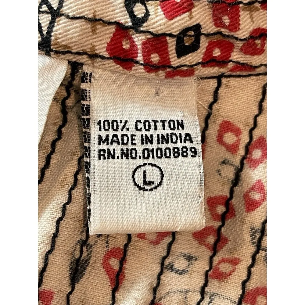 Keren Hart Red Black Floral Button Up Quilted Look Artsy 90s Top L Size L - Image 8