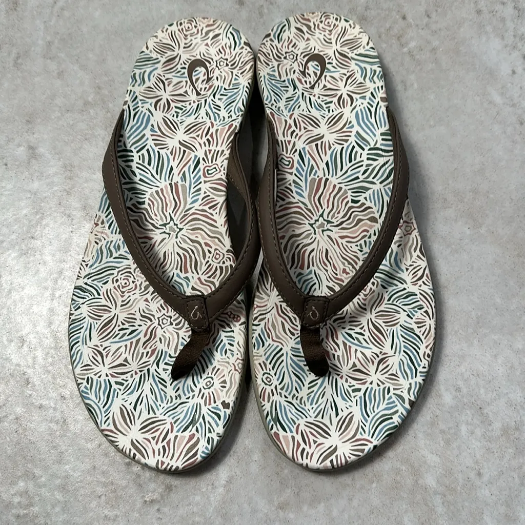 Olukai Womens Ho'opio‎ Hau Warm Taupe /Hau Sandals Size 9 - Image 2