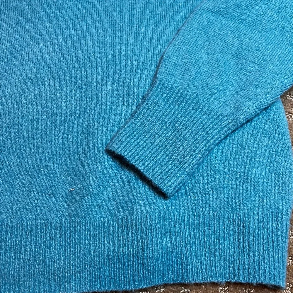 J Crew Turqoise Blue 1/4 Half Zip Mock Neck Wool Blend Pullover Sweater SZ S - Image 3