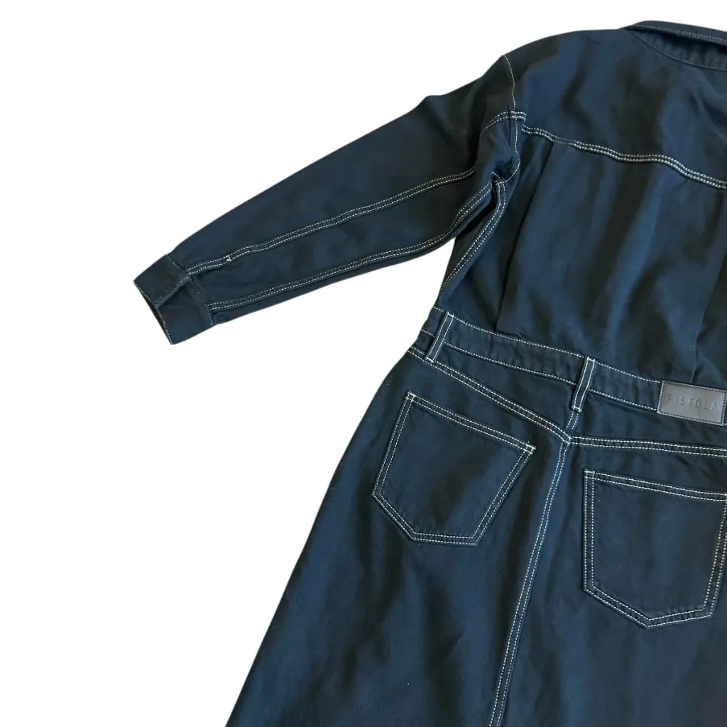 Pistola Amira Denim Midi Dress Vioght Black High Slit Long Sleeve Size Small NWT - Image 9