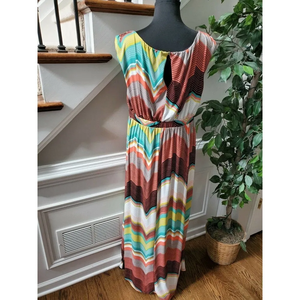 Worthington Women's Multicolor Polyester Scoop Neck Sleeveless Long Maxi Dress L - Image 8