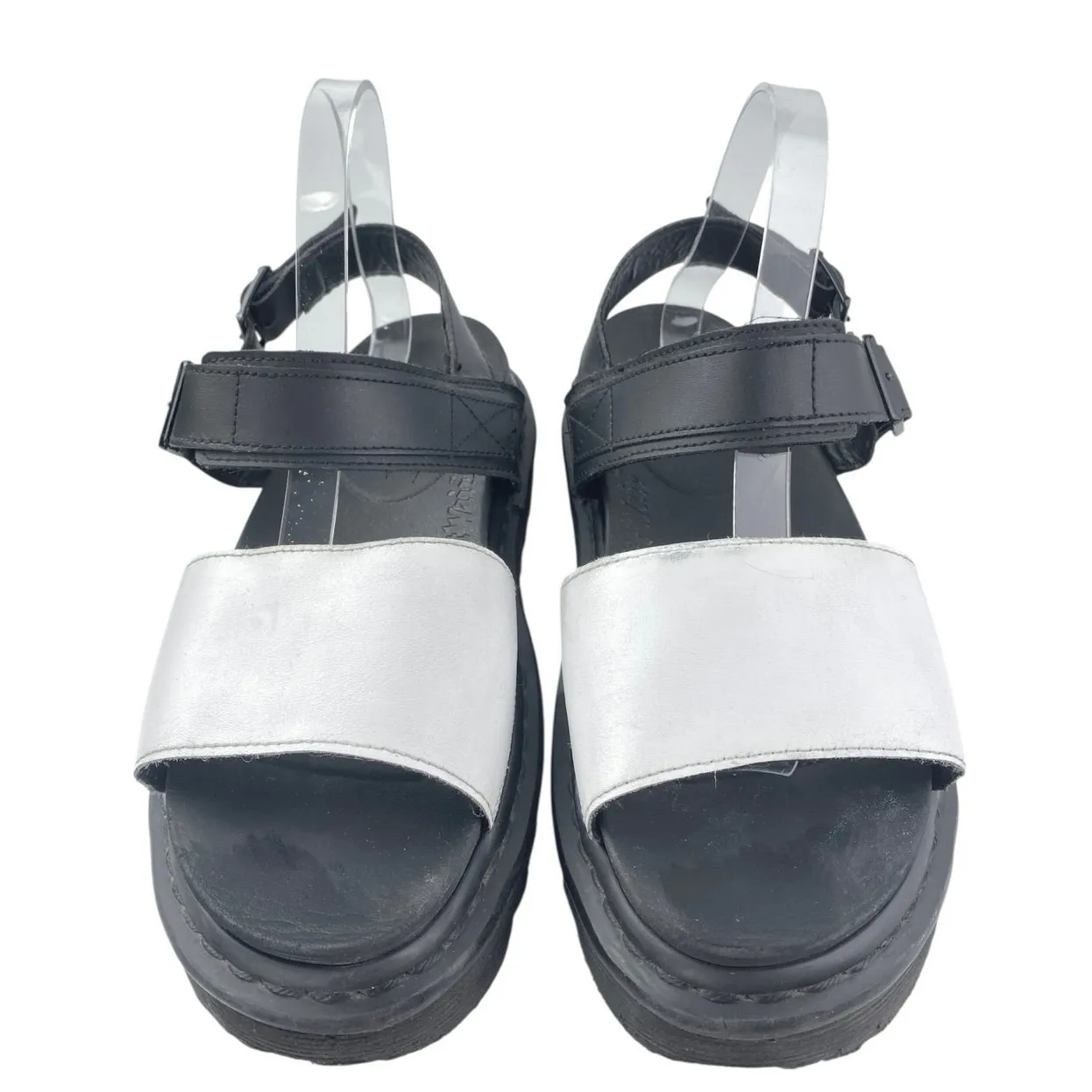 Dr. Martens Voss Hydro Black Leather Ankle Strap Platform Slingback Sandals 10 - Image 2