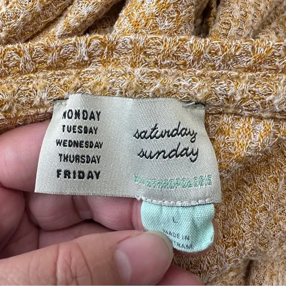 Anthropologie Saturday Sunday Wendy Waffle Top Womens Large Mustard‎ Ruffle Back - Image 12