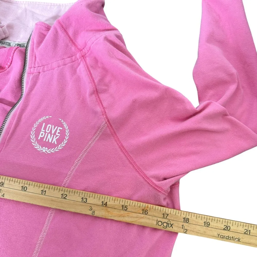 Victoria's‎ Secret PINK Zip Pullover Size S LOVE PINK Logo Long Sleeve Top - Image 7