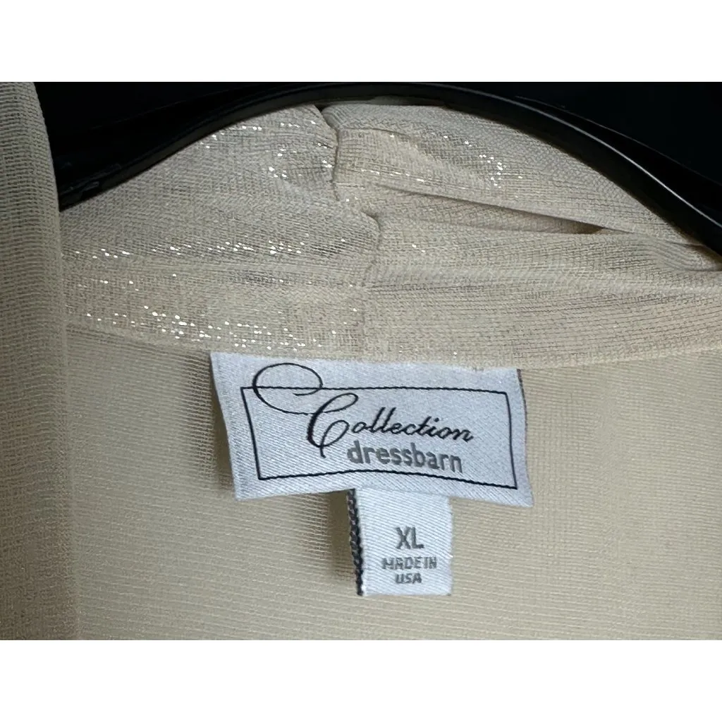 Dressbarn Collection XL Sheer Shimmer Open Front Cardigan Champagne NWT - Image 3