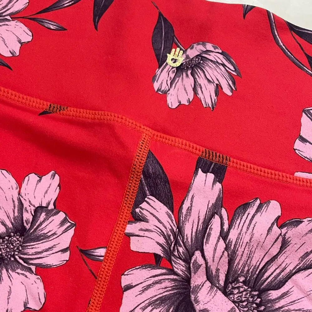 NEW Spiritual Gangster XS Perfect High Rise Waist Floral Leggings Red Pink Gym - Image 7