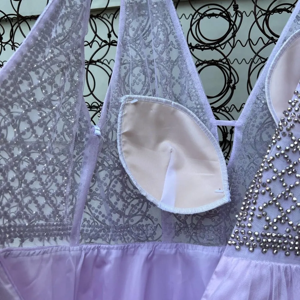 gianni bini lilac purple beaded bodice tulle skirt prom dress Size 11 - Image 7