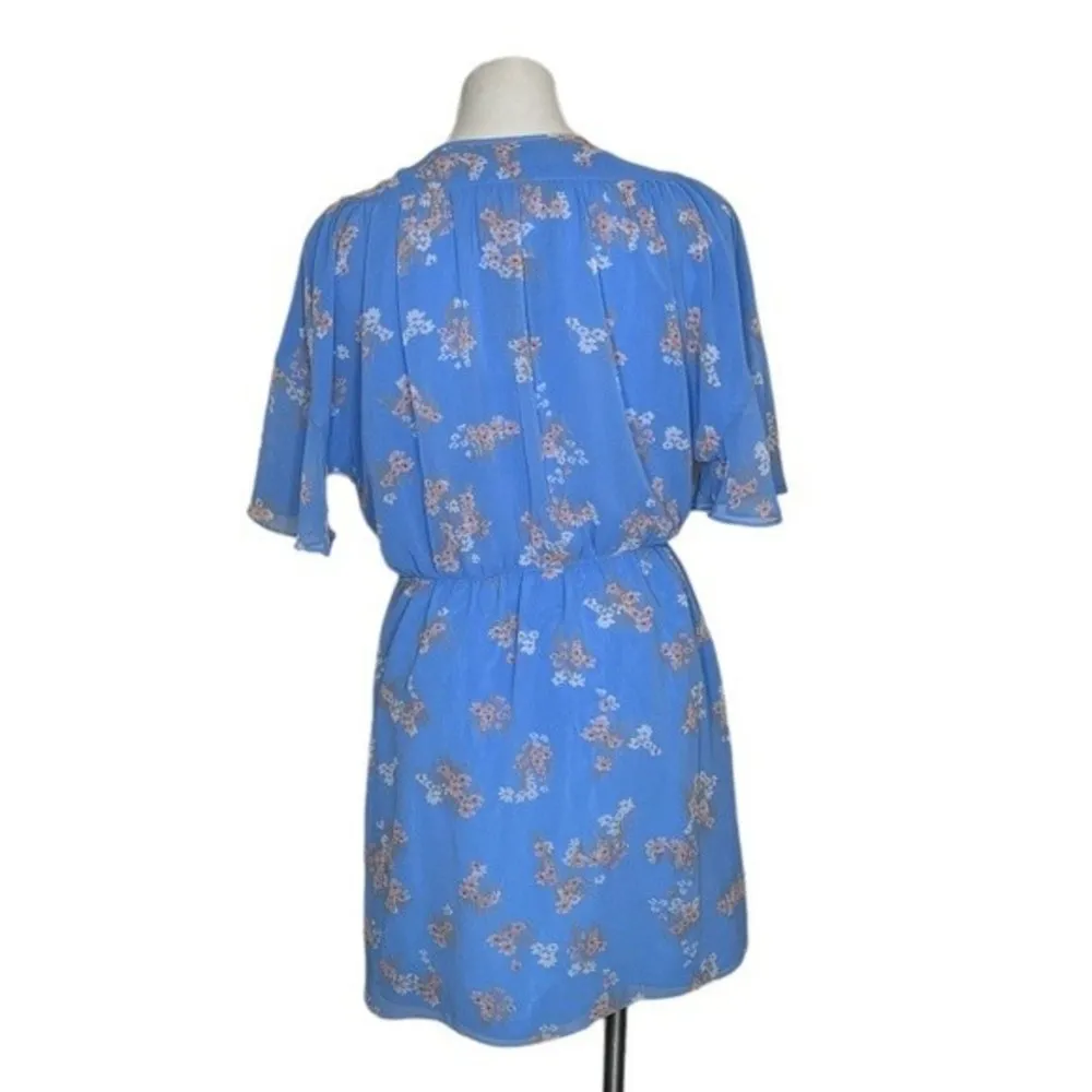 JUICY COUTURE Black Label Bouquet Floral Flirty Dress Blue Faux Wrap Size 6 NEW - Image 2