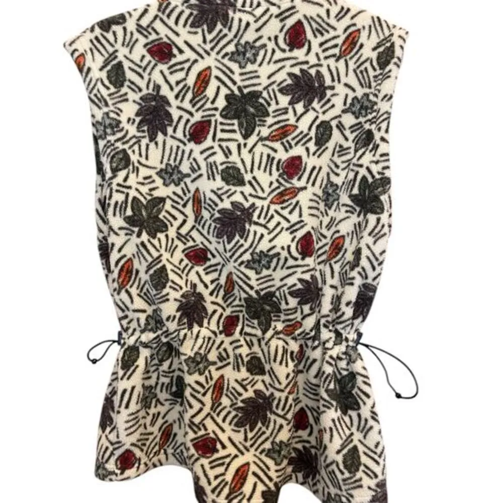 The North Face Women Large Vintage Zip Up Sweater Vest Fleece 90s Leaves Pattern - Image 8