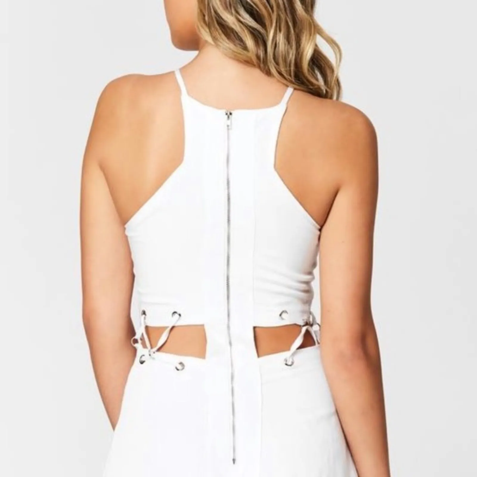 NWT LF | Millau white cutout high neckline romper - Image 2