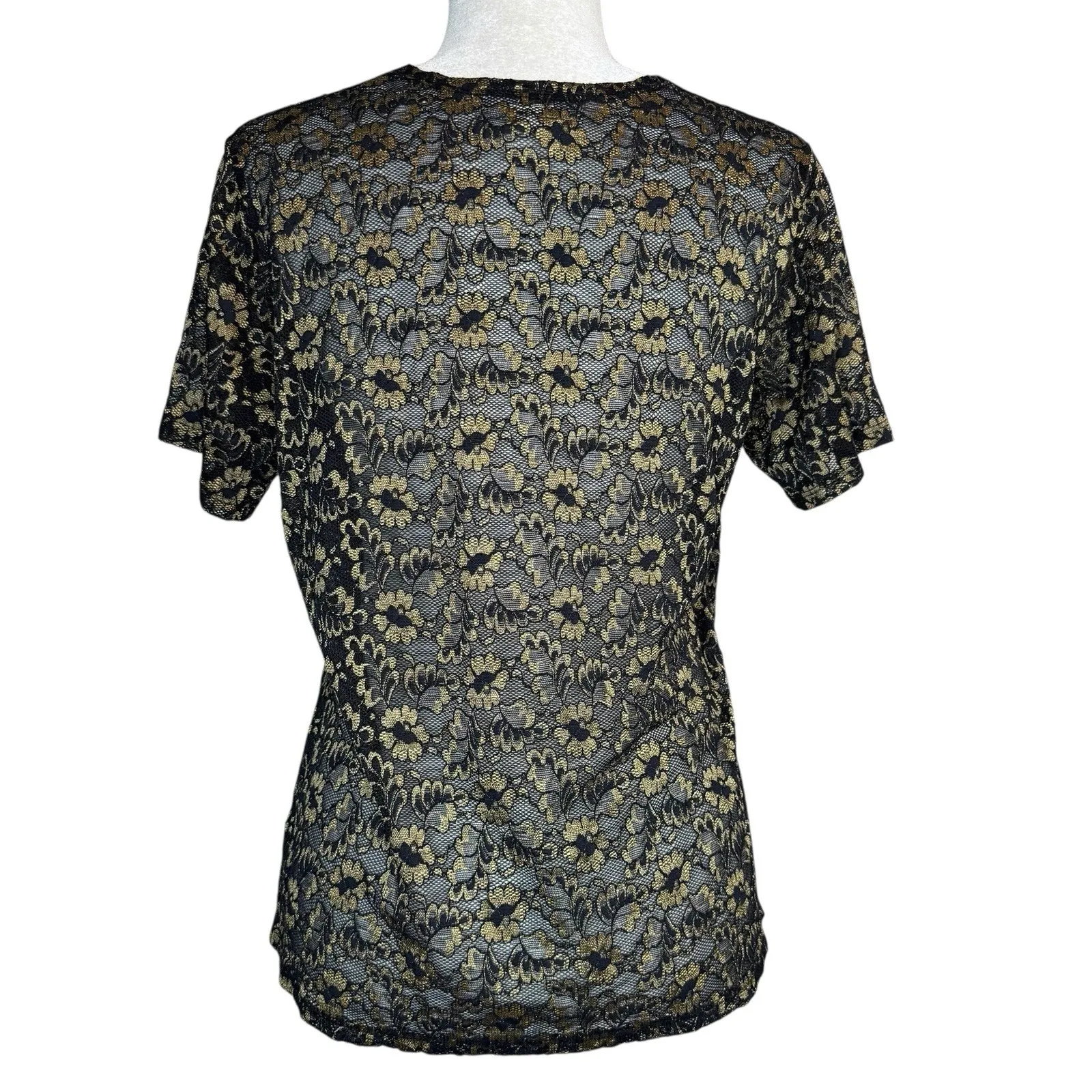 Vintage 90s Martha's Vineyard‎ Black Gold Lace Top M Whimsigoth Dark Fairy Rare Size M - Image 6