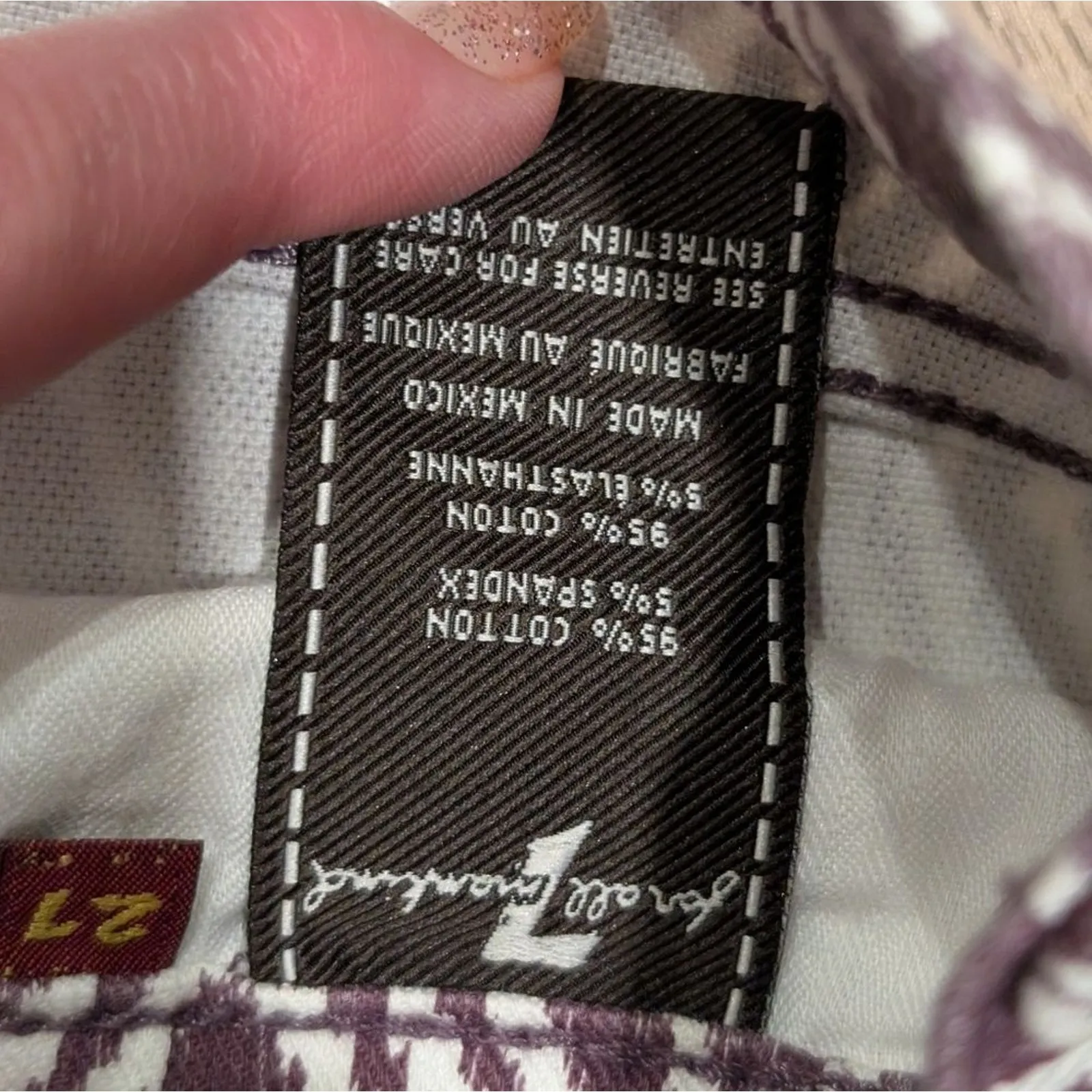 7 FOR ALL MANKIND Cropped Gwenevere JEANS Womens 27 Plum IKAT Print Ankle Skinny - Image 9