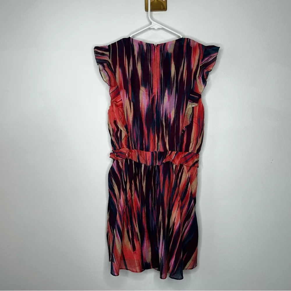 NWT Steve Madden Althea Abstract Print V Neck Sleeveless Ruffle mini Dress Small - Image 13