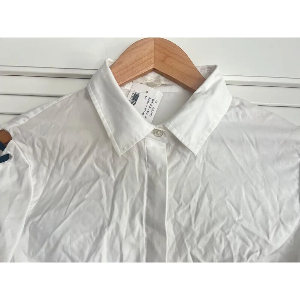 JONATHAN SIMKHAI White Lace Up Bell Sleeve Tier Polin Shirt S Business Office - Image 5