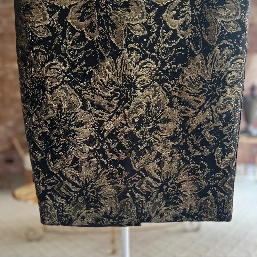 NWT Calvin Klein Skirt Black Gold Metallic Jacquard Pencil Skirt 8 Cocktail Glam - Image 6