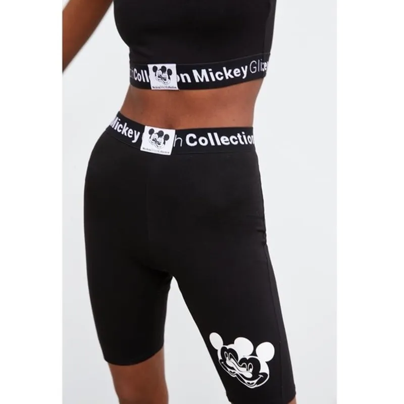 Zara Mickey Glitch Collection Black & White Biker Shorts Women's Large Atheisure - Image 9