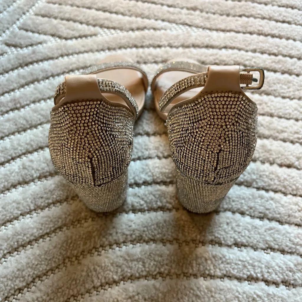 Rhinestone Block Heels Silver Size 7.5 - Image 4