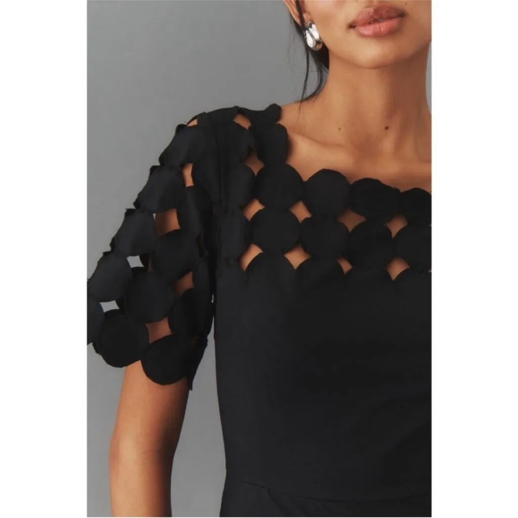 Anthropologie Circle Cutwork Shift Mini Dress in Black - Image 4