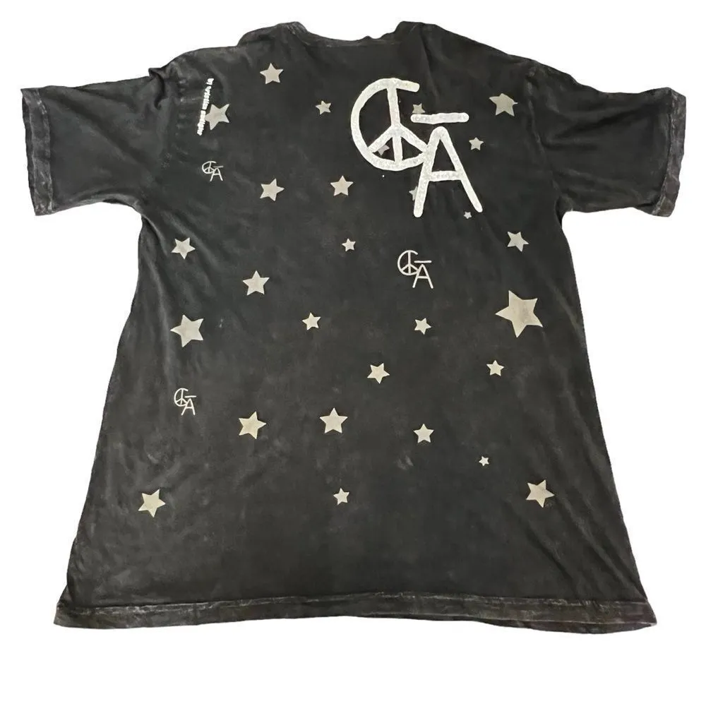 C Bar A Lovestock Ranch by Christian Audigier XXL Stars Mushroom Psychedelic Tee Black - Image 2
