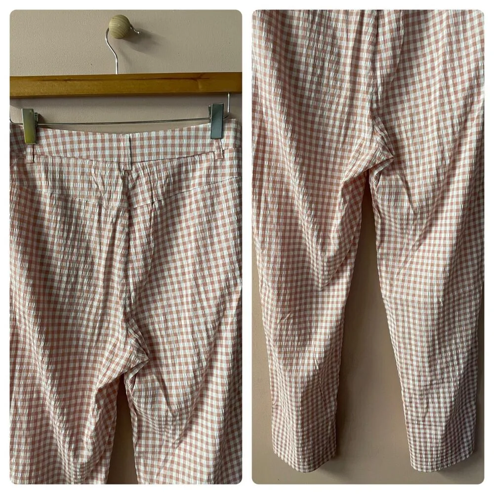 Pink & White Gingham High Waist Pants Size S NWOT - Image 11
