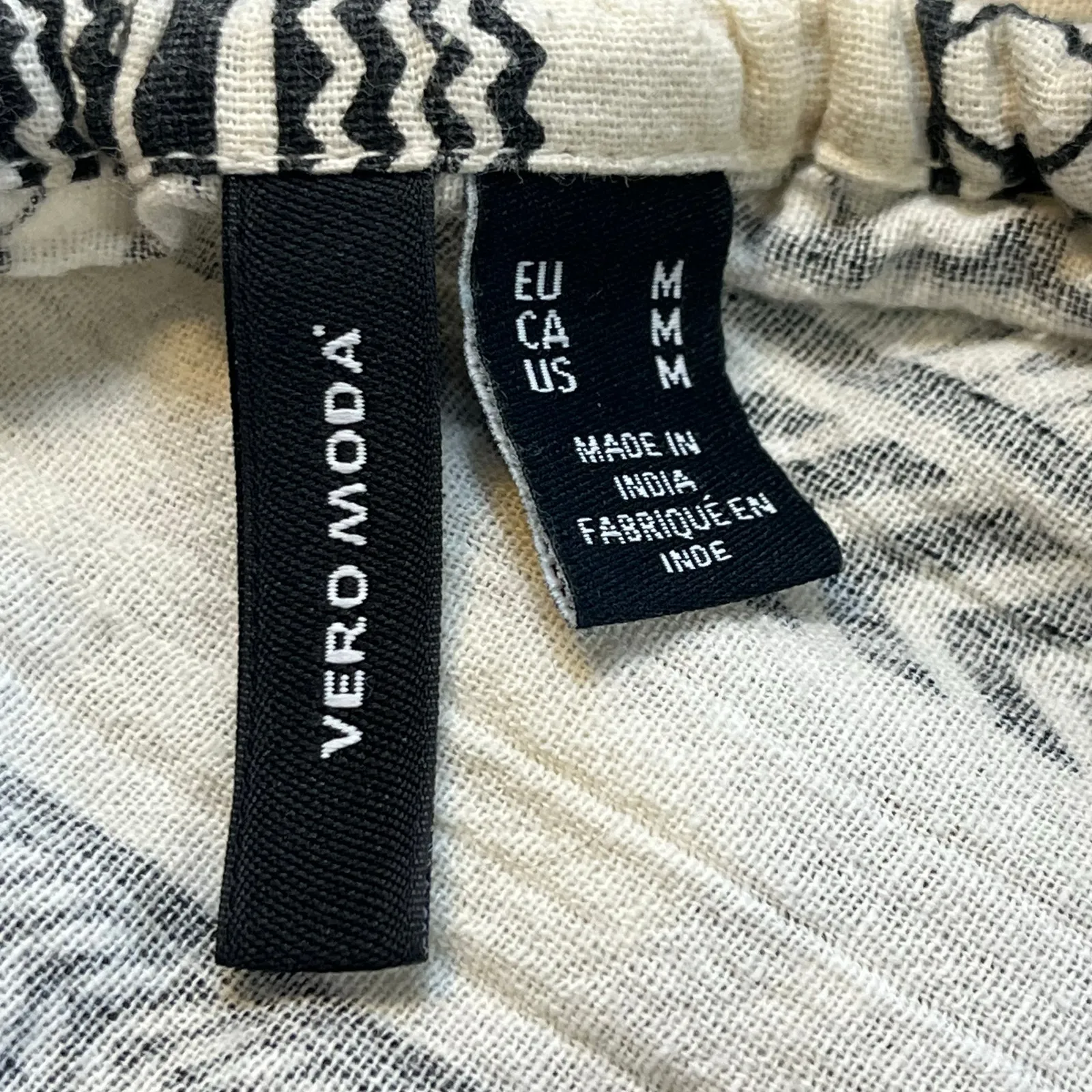 Vero Moda Women’s Off White Black 100% Cotton‎ Boho Print Tiered Maxi Dress M - Image 5