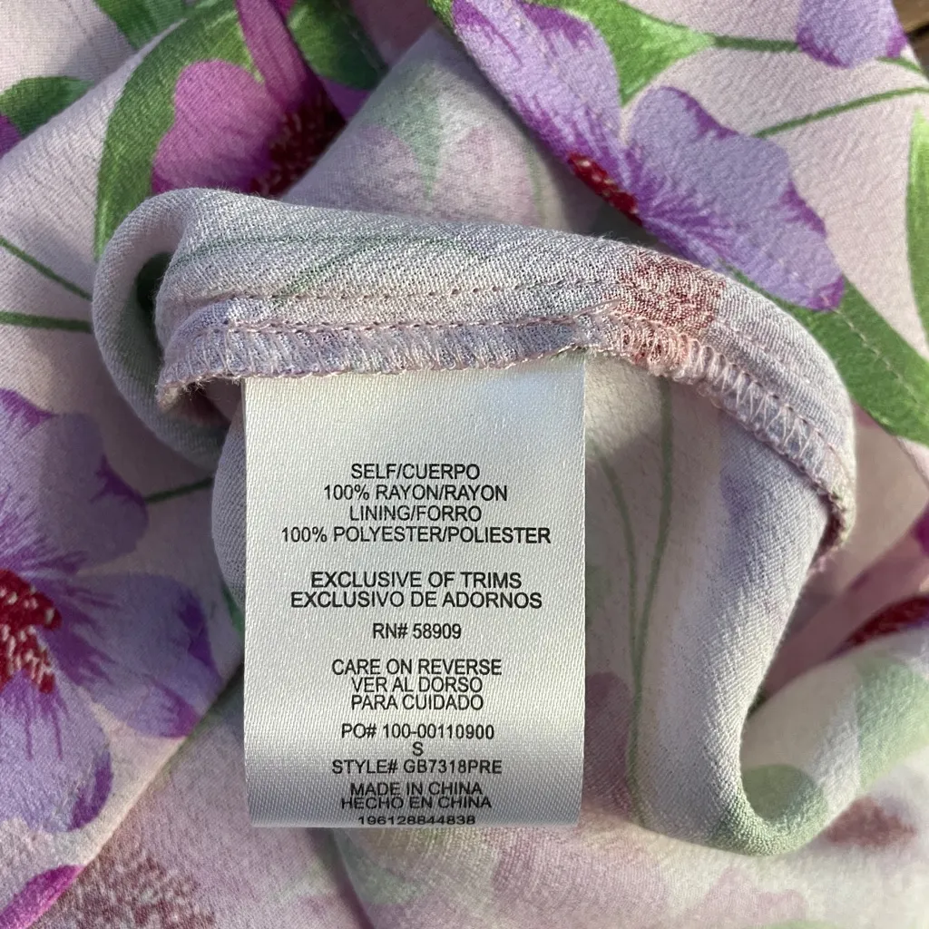 NWT Gianni Bini Purple & Pink Floral Cottagecore Baby Doll V Neck Dress Sz S 💚🎀 - Image 12