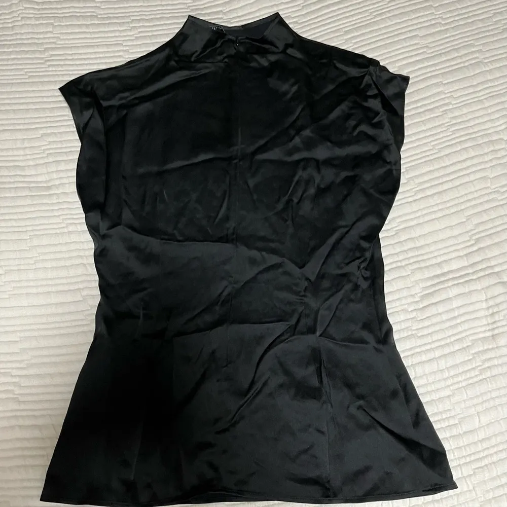 Women's Black Fitted Waist Stand Collar Top Size 42 - Image 4
