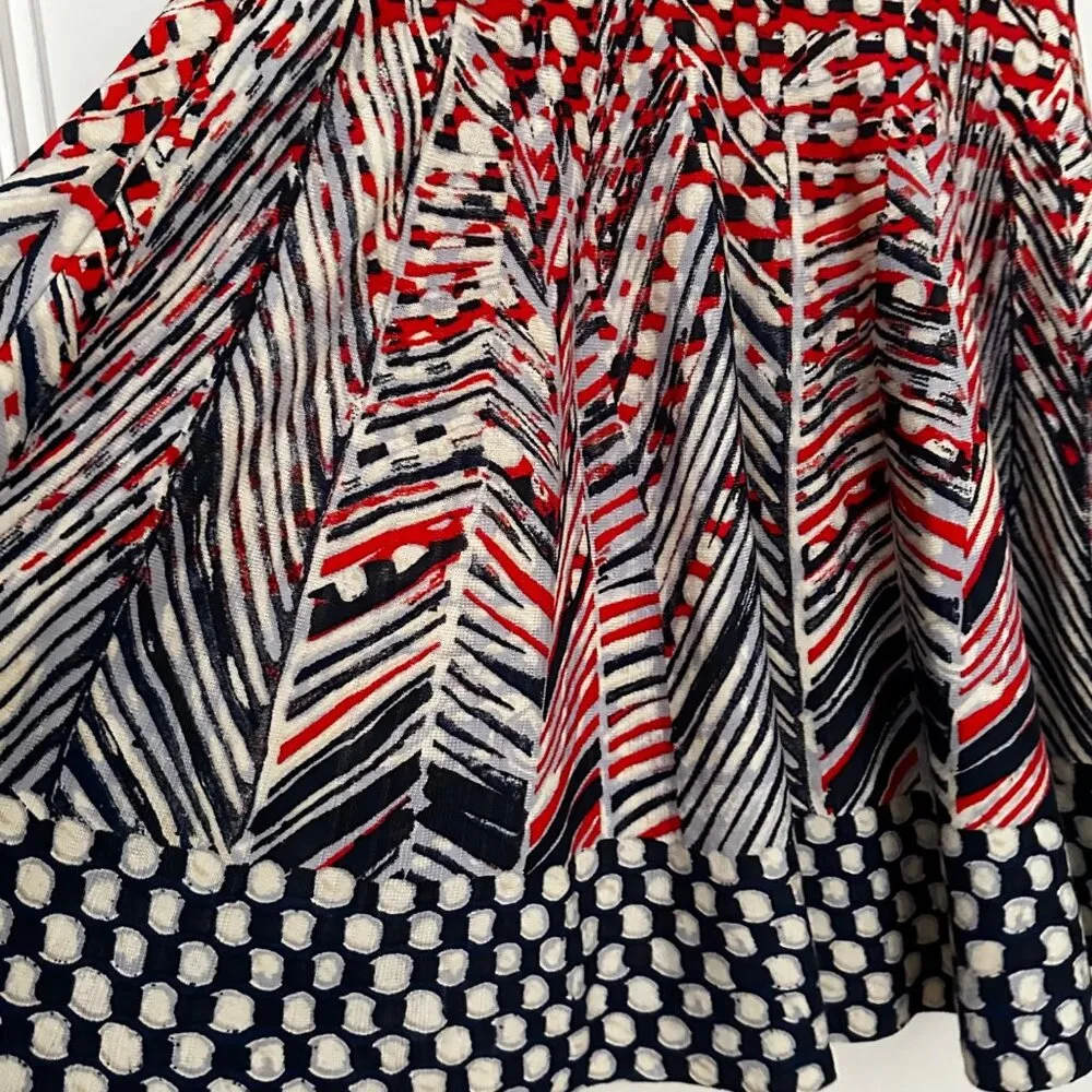 Nic + Zoe Orange & Blue Sleeveless Fit & Flare Fiore Patterned Sheath Dress Sz L - Image 3