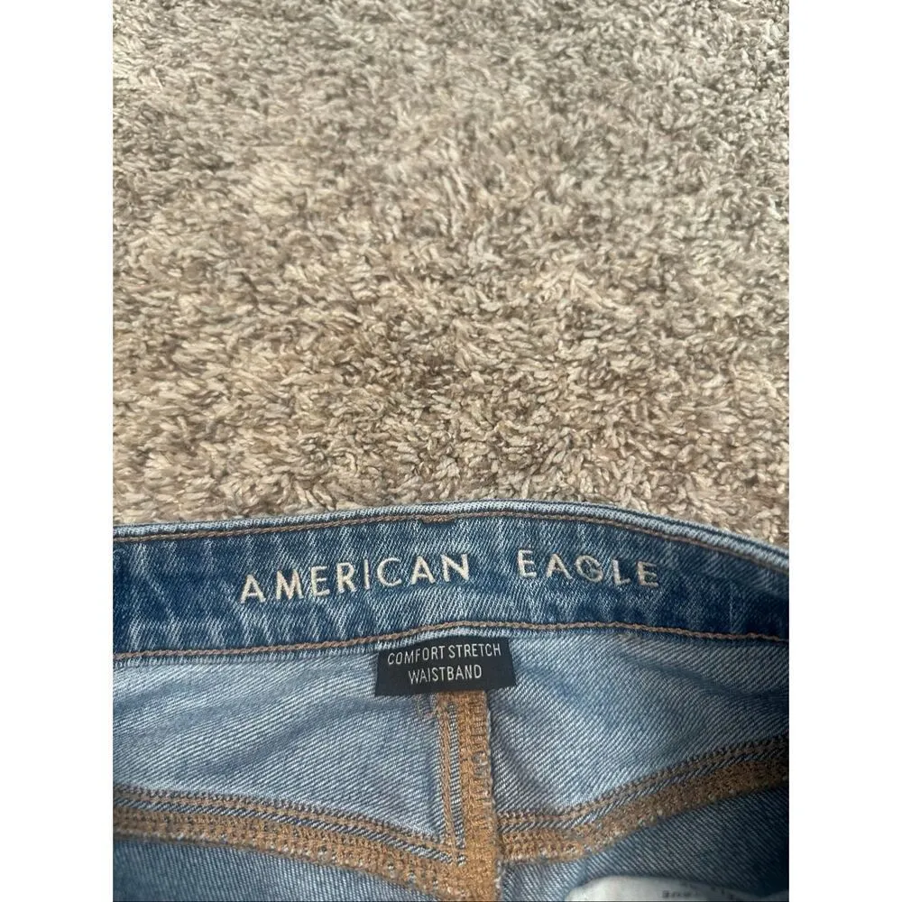 American Eagle Mom Jean Comfort Stretch Waistband Rip Knees Denim High Rise 0 - Image 4