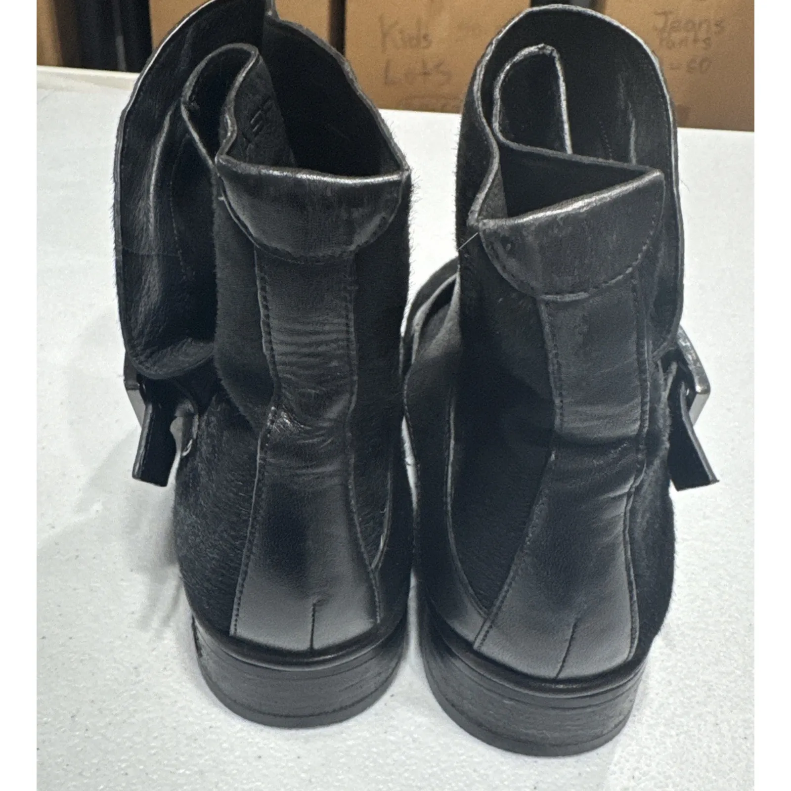 VIA SPIGA Ankle Boots Black Calf Hair Leather Buckle Shoes 6.5 US / 37 EU *Flaw - Image 5