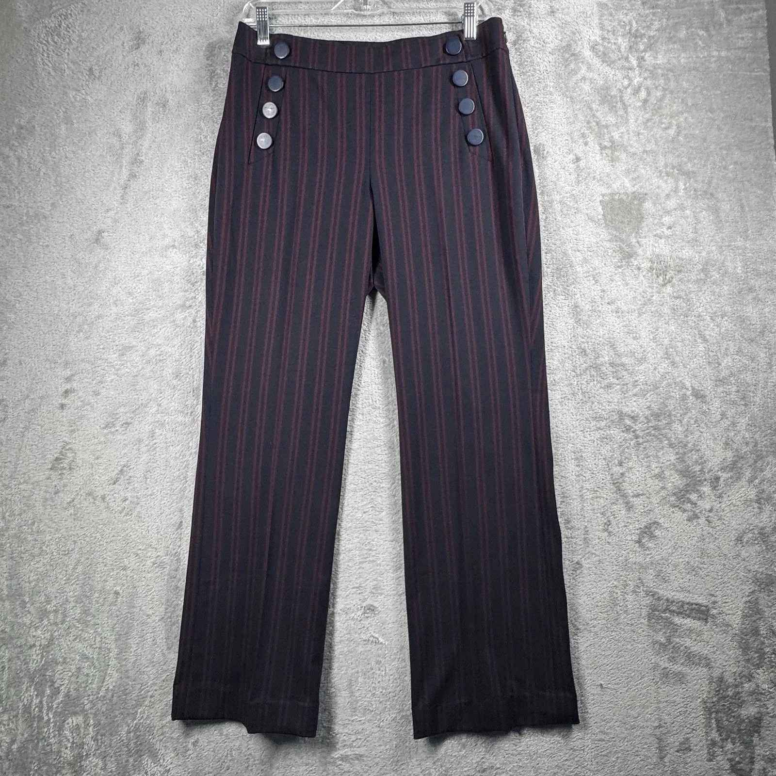 Loft Pants Julie Trouser Wide Leg‎ Sailor Buttons High Waist Career Casual 4 - Image 2