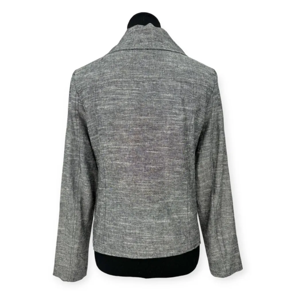 NWT Max Studio Women's Gray Moto Symmetcial Zip Up Linen Blend Jacket Size Small - Image 7