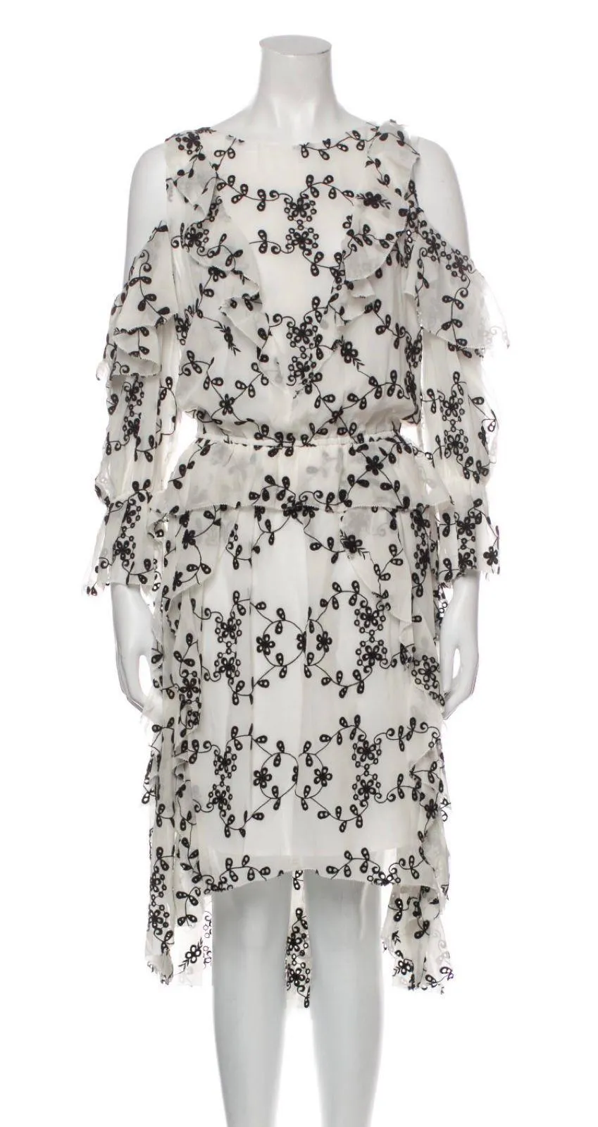 NWT $445  Alpheus Floral Eyelet Cold Shoulder Ruffled Dress XS - Image 5