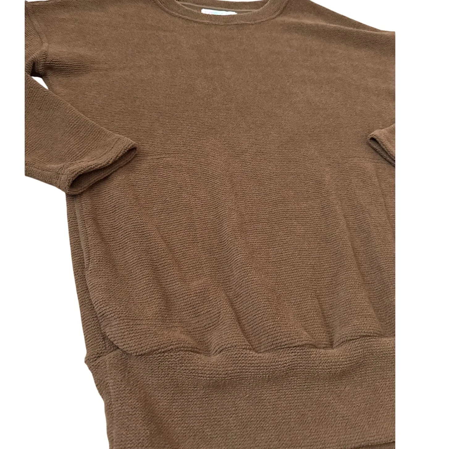 Free People Beach Banded Pullover Sweater Chocolate‎ Brown Pockets Size Large - Image 9