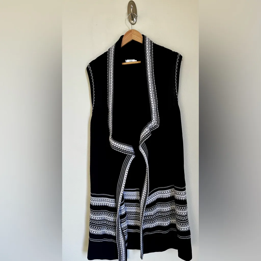 VINCE Textured Drape Front Cotton Sweater Vest Cardigan Sz. XS Excellent Cond! - Image 6