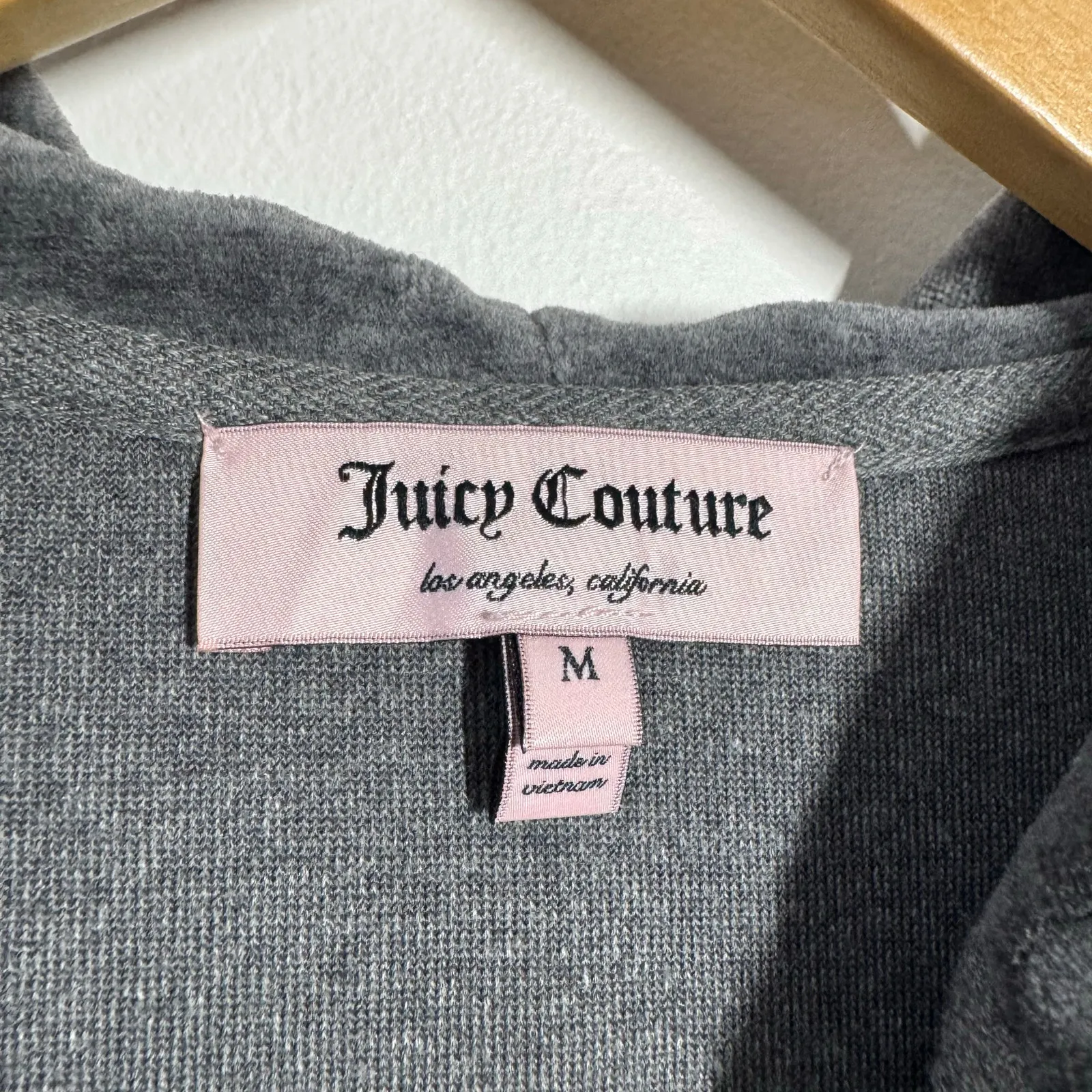 Juicy Couture Velour Bling Track Full Zip Jacket Women M Gray Scottie Dog Y2K - Image 6