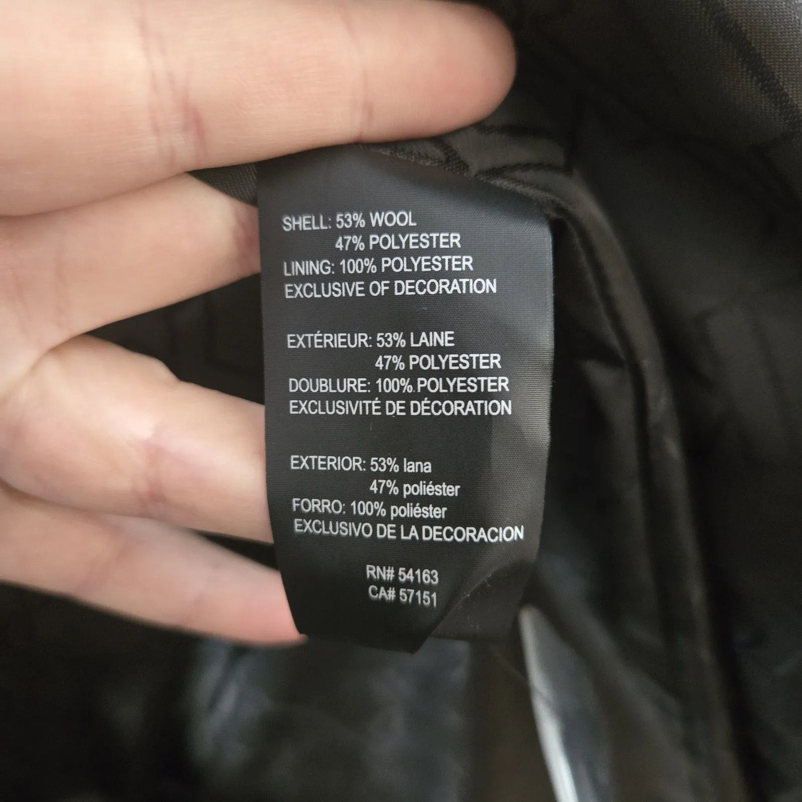 Karl Lagerfeld Paris Wool Blend Peacoat Black DoubleBreasted NWT Medium Overcoat - Image 8