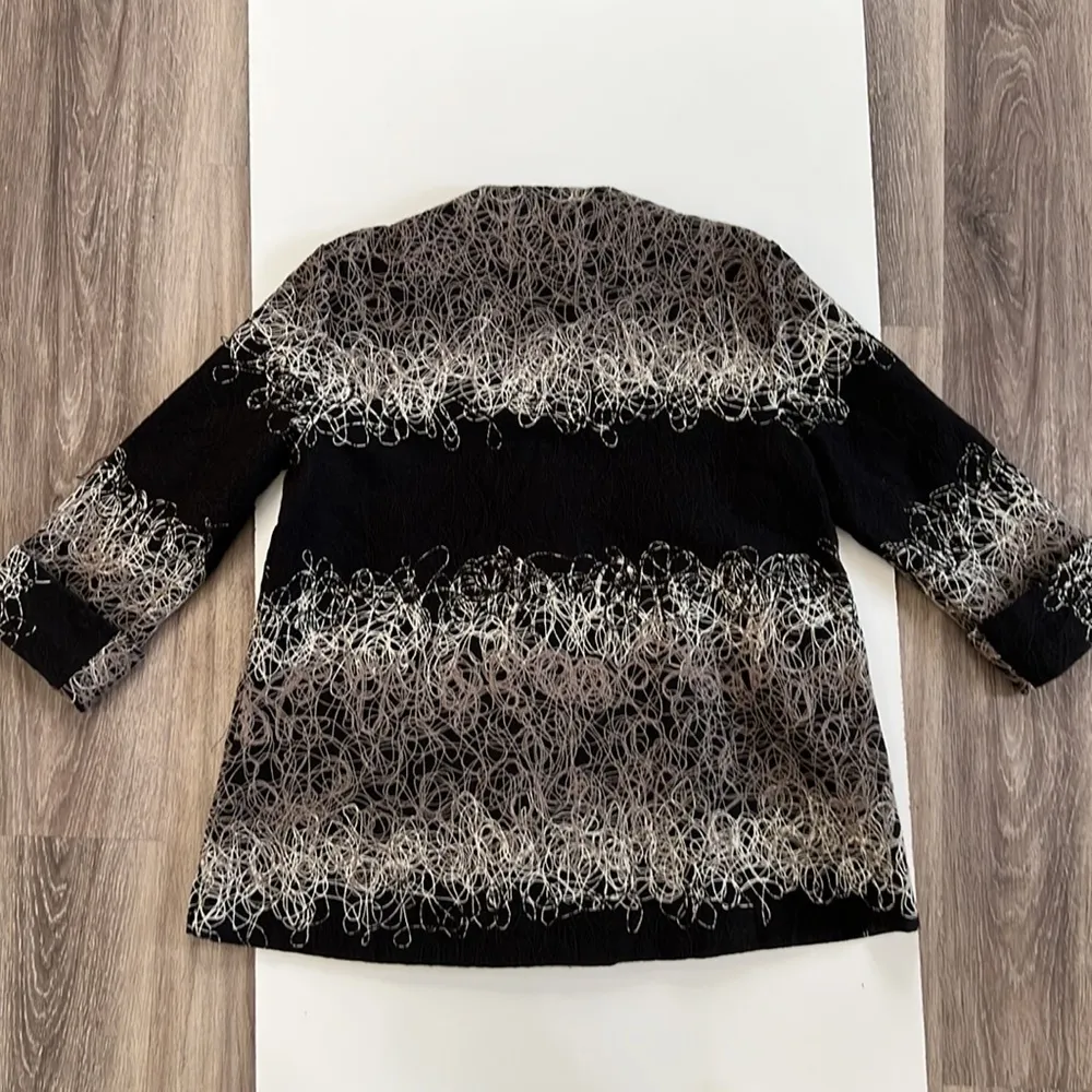 NWT Ali Miles Women’s Eclectic Scribble Ombré Jacket Printed Blazer Size Medium Black - Image 2