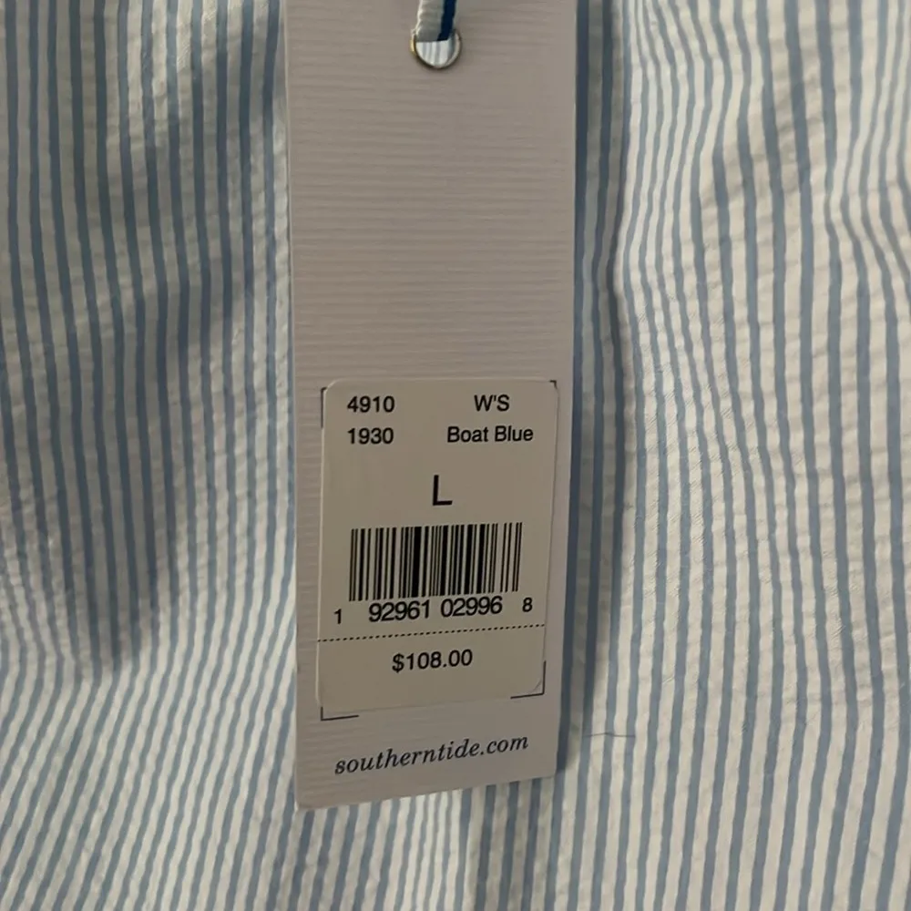 Southern Tide Clara Embroidered Seersucker Tank - Boat Blue - Image 6