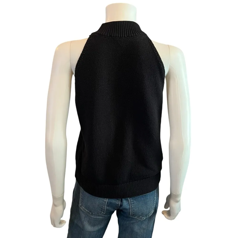 Ann Taylor Mock High Neck Sleeveless Black Sweater Size L - Image 2