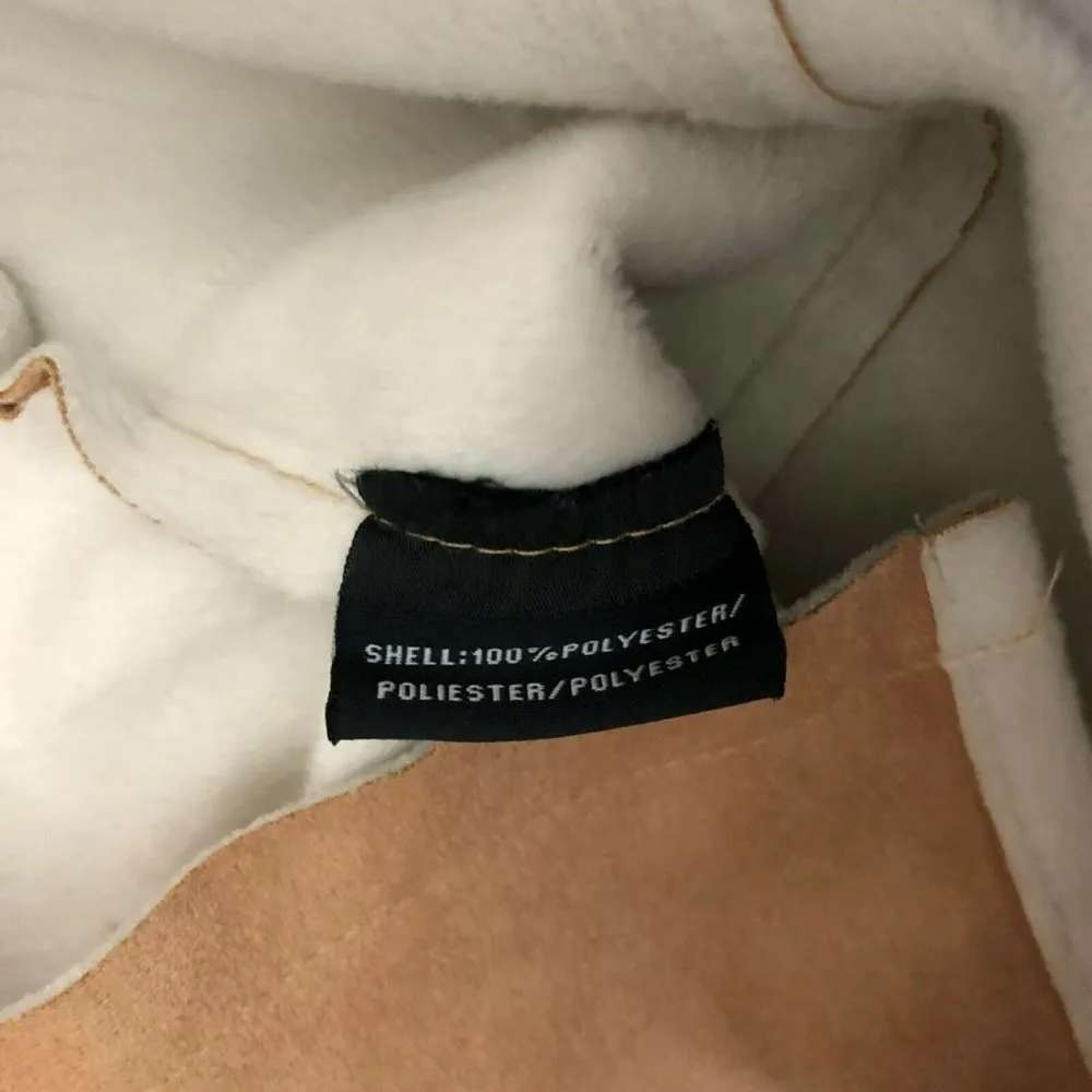 Calvin Klein Jeans Womens Faux Suede Jacket Double Breasted Beige Size L - Image 6