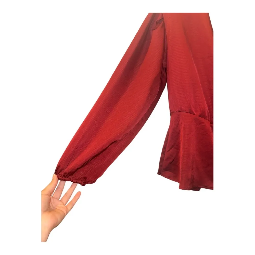 PROLOGUE Red Faux Wrap Blouse Top - Image 3