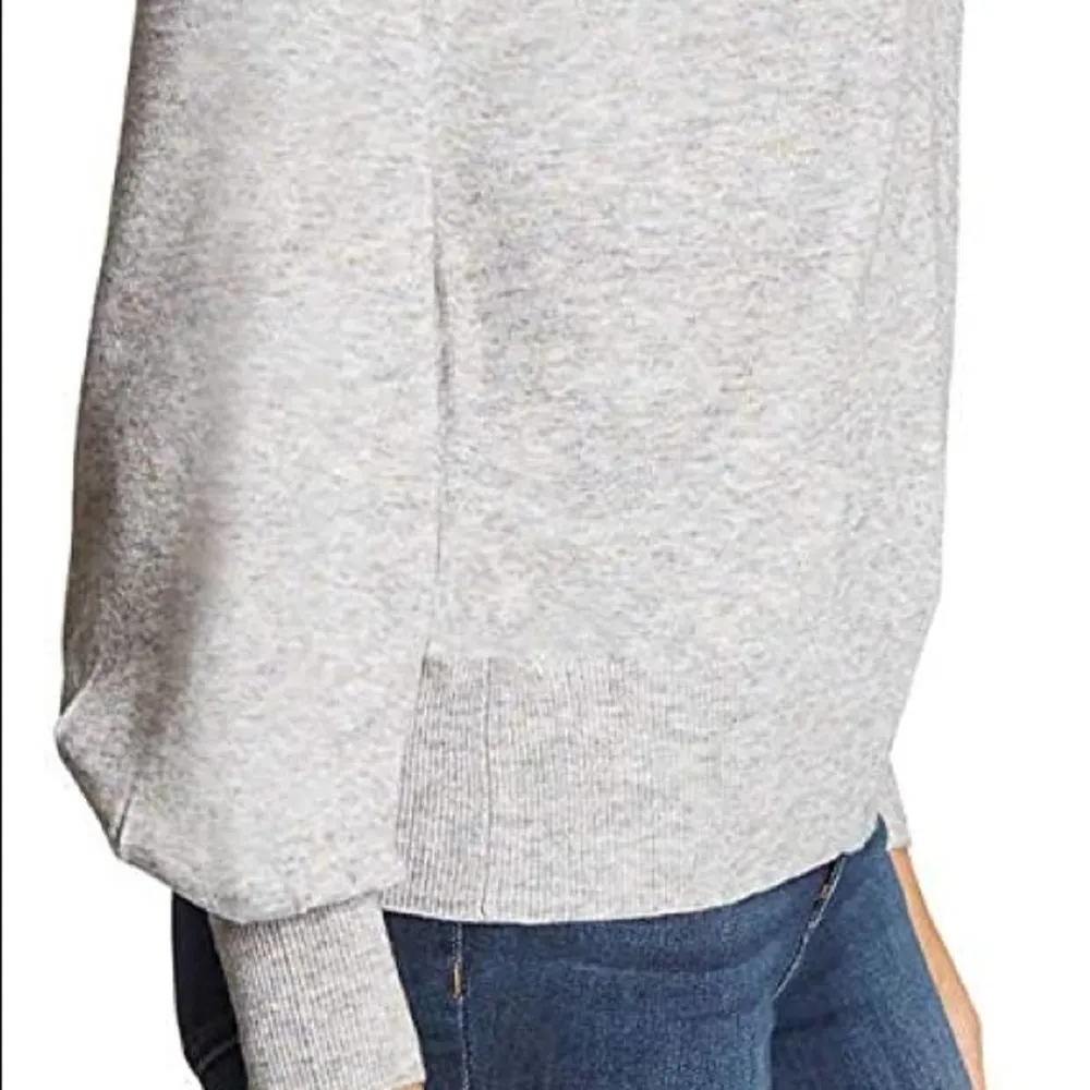 Anthropologie Ella Moss Maggie Heather Grey Puff Sleeve Knit Sweater Small - Image 7