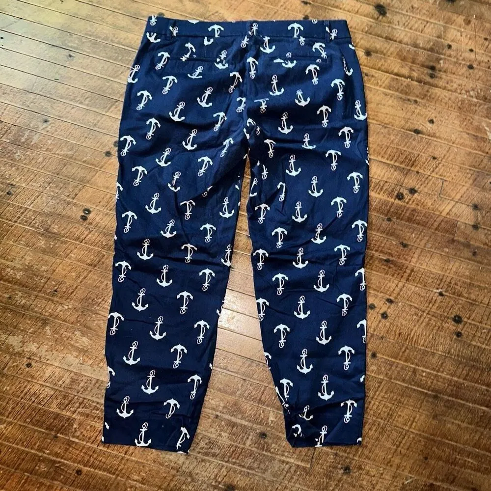 J Crew nautical navy anchor size 8 cropped pants Blue - Image 3