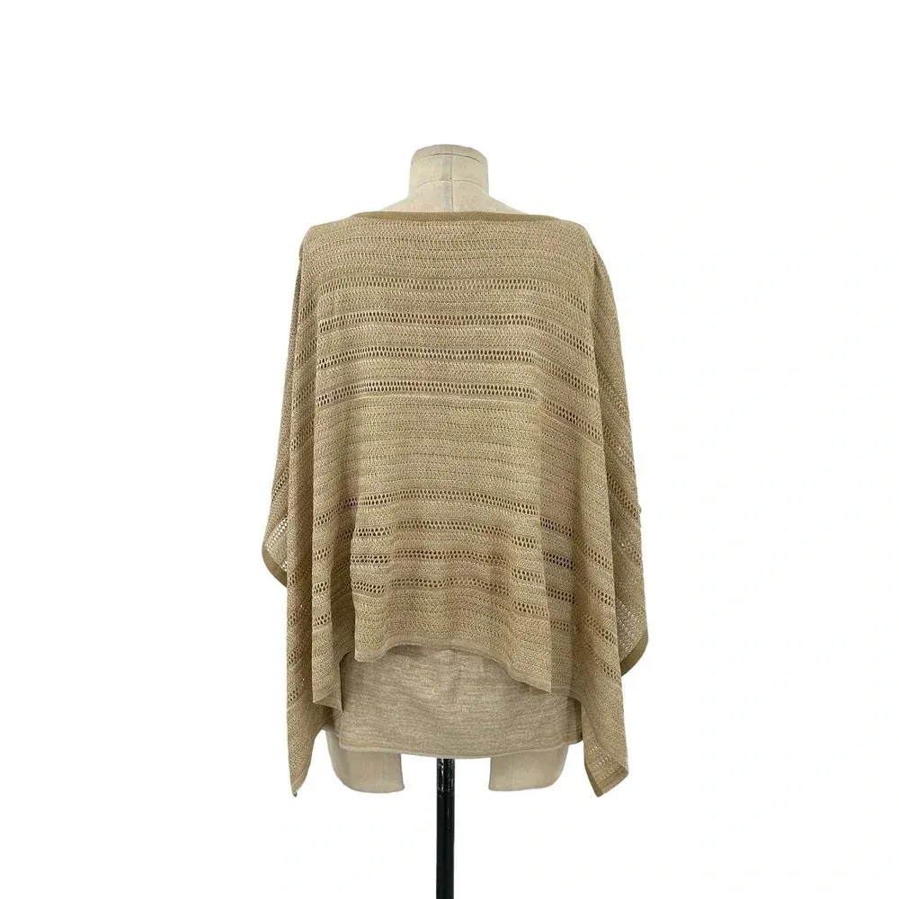Misook Double Layer Tunic Sweater Top Blouse Poncho Saddle Camel Tan Size XS - Image 5