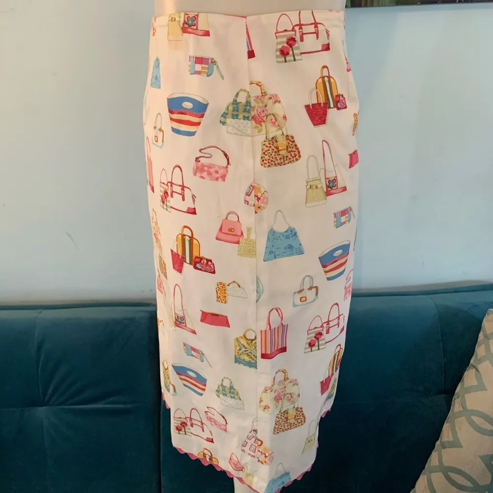 Skirtin Around Womens White Purse Print Pencil Straight Skirt Sz 6 - Image 4