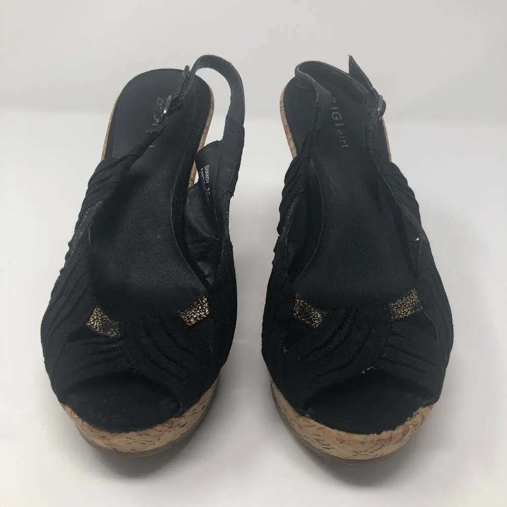 ZigiGirl Shandy Gold Cork Wedges Open Toe Sandals Size 8.5 - Image 5