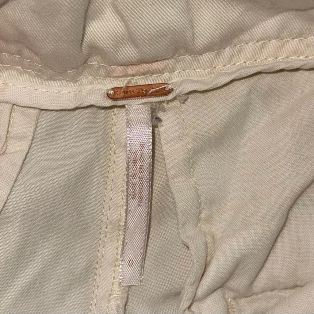 Free People High Waist 90s Peg Paperbag Pleated Belted Trousers Cream Size 0 - Image 7