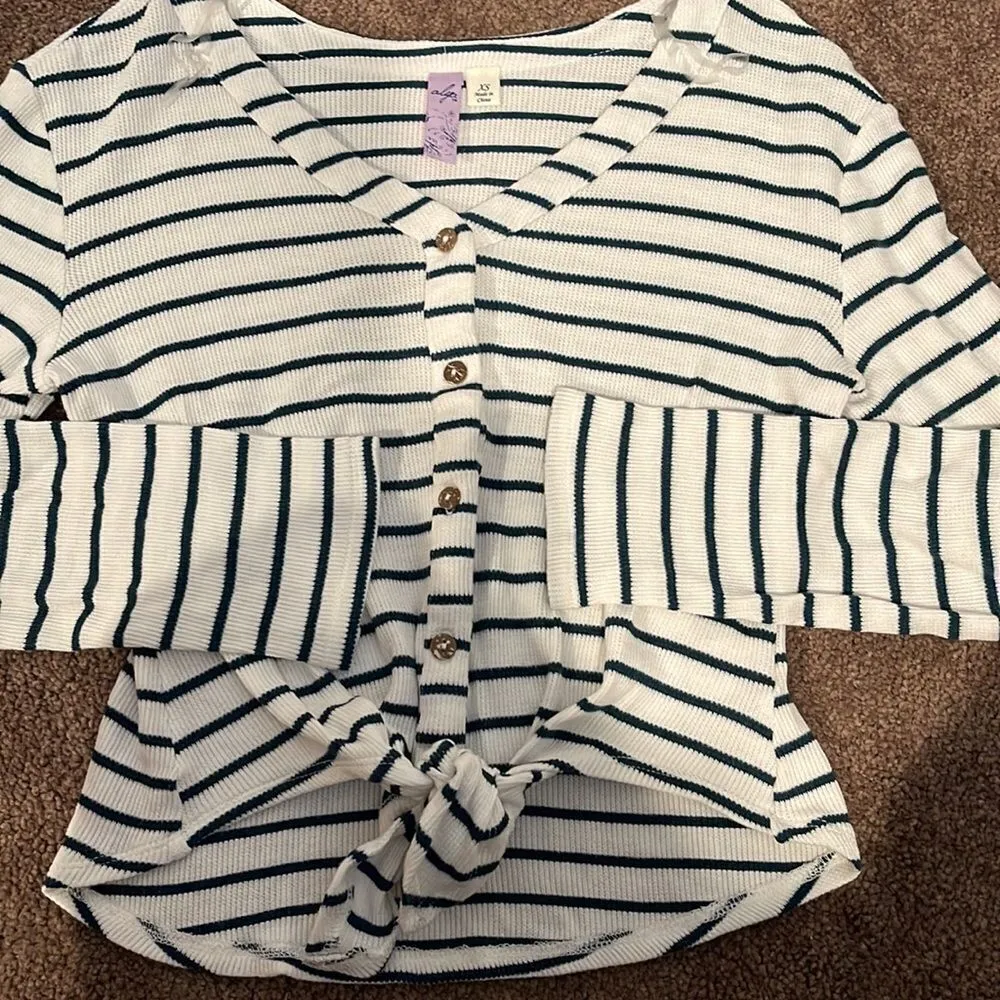 Navy‎ striped shirt. Alya size XS - Image 3