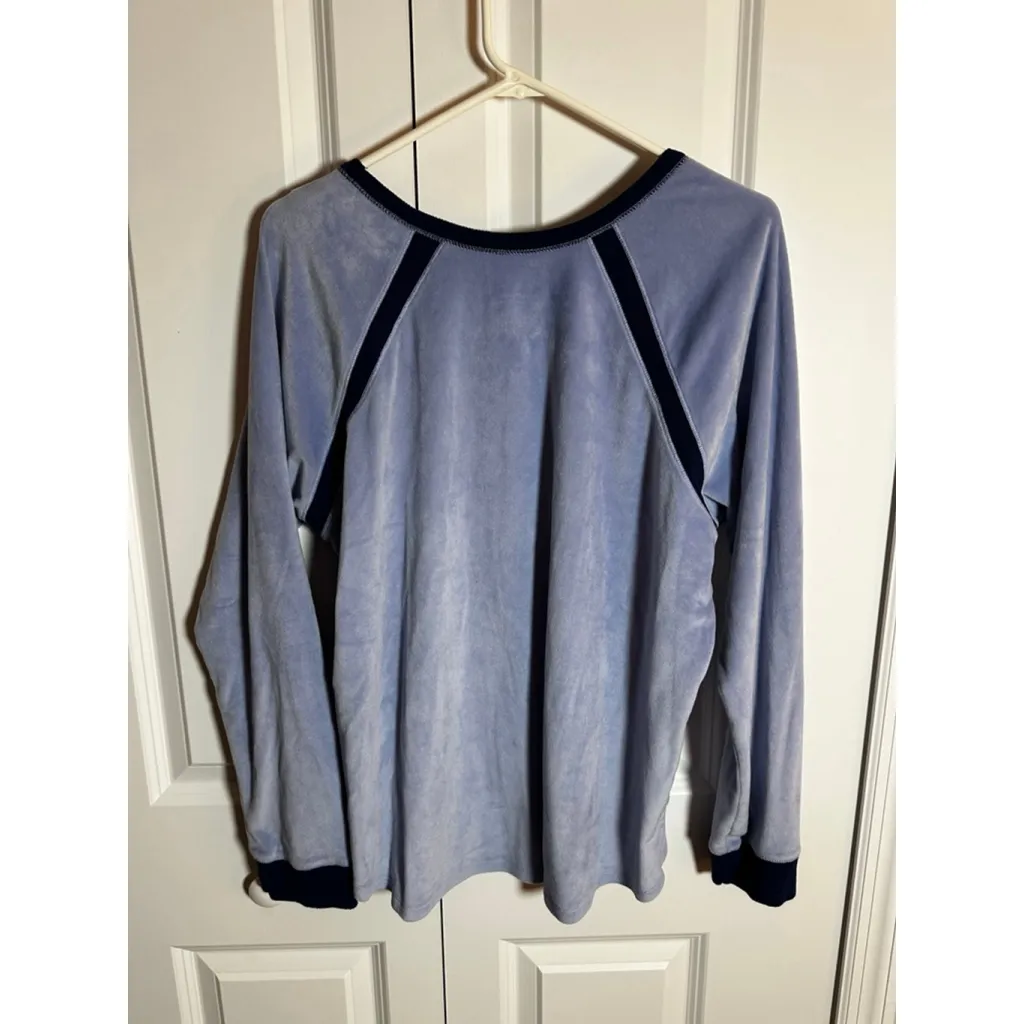 Cuddl Duds Pajamas Set L Blue Yellow Ultra Plush Velvet Fleece - Image 2